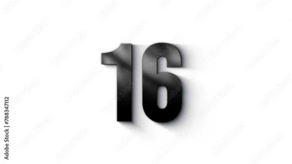 Black number 16 burns with fire, number with particles and ash, numerology, number sixteen, alpha channel Black number 16 burns with fire, number with particles and ash, numerology, number sixteen, alpha channel
