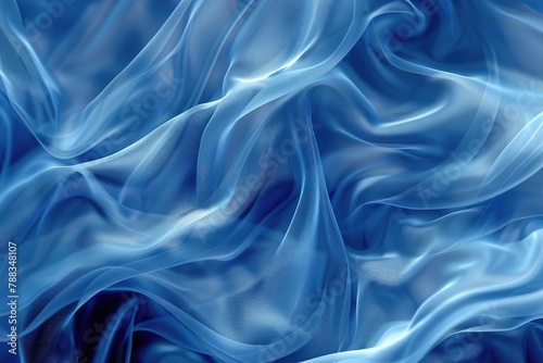Abstract blue background, wave, veil and velvet texture,blue smoke abstract background close up with some smooth lines in the middle, Smoke background 