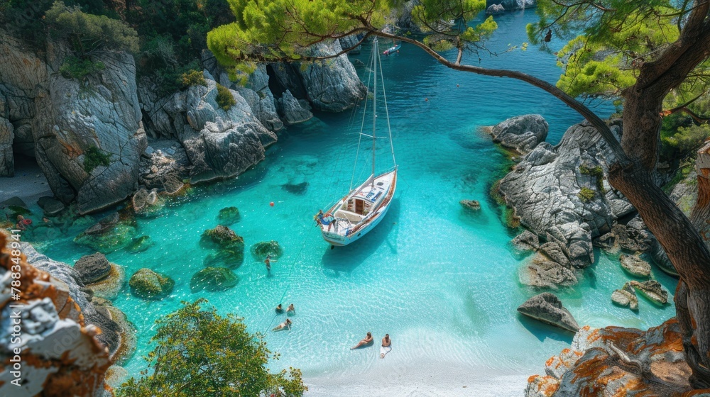 Obraz premium Boat Floating on Water