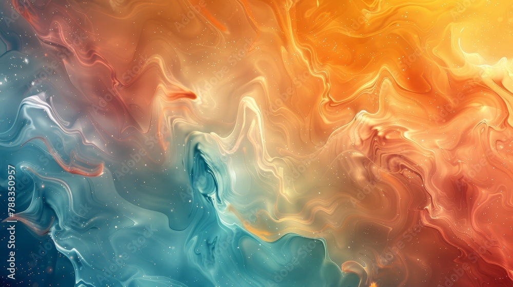 Mesmerizing dance of warm and cool hues in a dynamic abstract fluid art composition Mesmerizing dance of warm and cool hues in a dynamic abstract fluid art composition