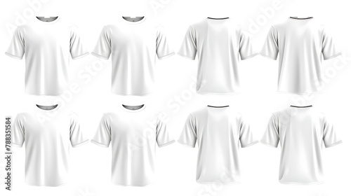 Realistic white t-shirt set on transparent background 