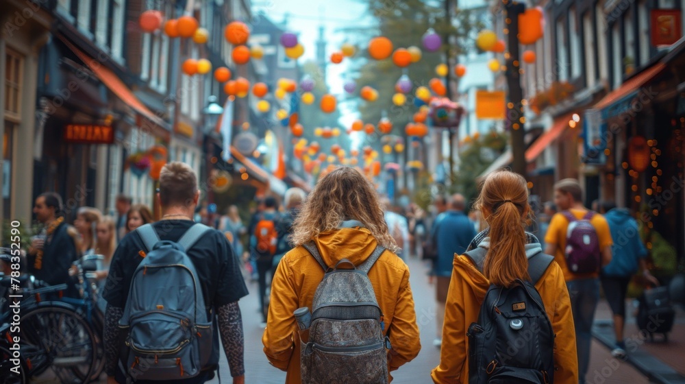 Group of People Walking Down Street
