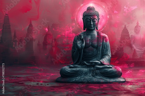 Wallpaper Mural Buddha Statue Serenely Sitting in Water Torontodigital.ca