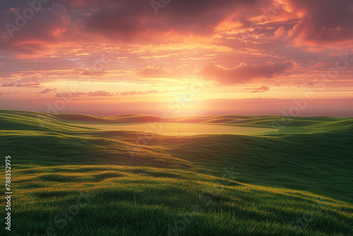 Golf course at sunset