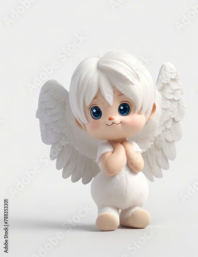 charming digital realistic illustration of a cute angel with big expressive eyes, perfect for children’s book illustrations or whimsical ad campaigns