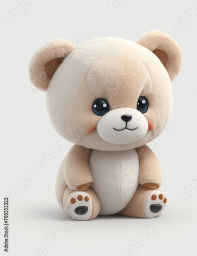 charming digital realistic illustration of a cute teddy with big expressive eyes, perfect for children’s book illustrations or whimsical ad campaigns