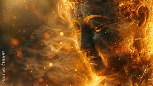 Fiery Close-up of a Statue