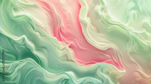 Whispers of spring, a digital pastel landscape of mint and blush for tranquil designs