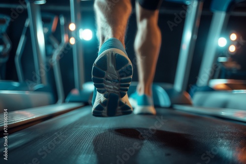 Man running in a gym on a treadmill closeup, Gym background, gym time, treadmill and a man doing gym, treadmill gym centre, gym background, fitness background, fitness banner photo