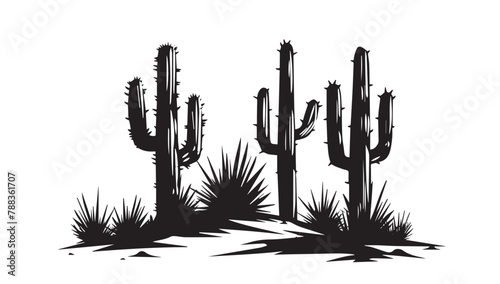 Cactus hand drawn isolated on white background