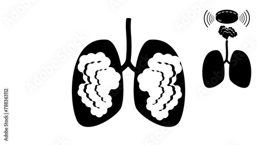 smoker's lungs, black isolated silhouette
