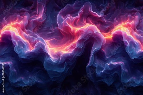 Blue and purple abstract painting with a hint of red and orange. © Ai-Pixel