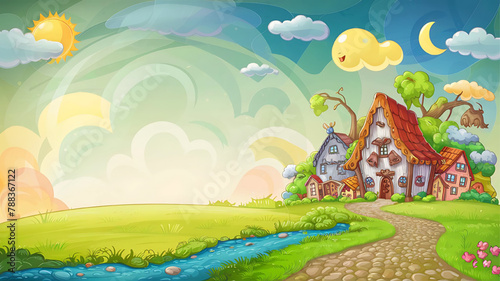 Cartoon background for story telling , animation , video games 