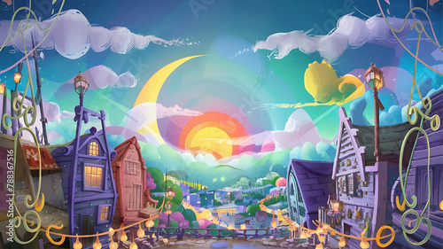 Cartoon background for story telling , animation , video games 