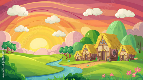 Cartoon background for story telling , animation , video games 