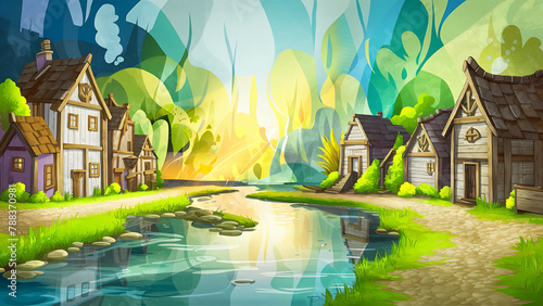 Cartoon background for story telling , animation , video games 