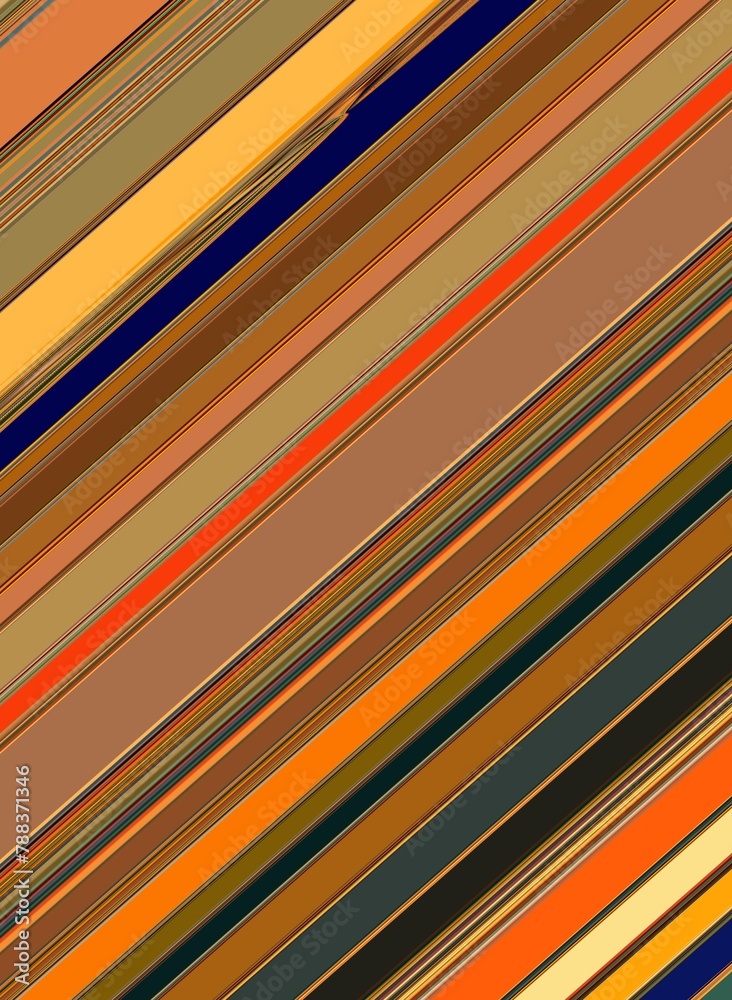 many parallel diagonal striped multi-coloured pattern and design