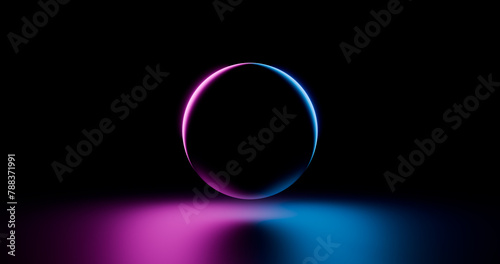 glowing magenta blue 3D ball in backlight on a dark background, neon luminescent, abstract, wallpaper