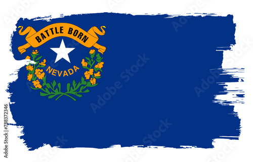 Nevada state flag with paint brush strokes grunge texture design. Grunge United States brush stroke effect photo