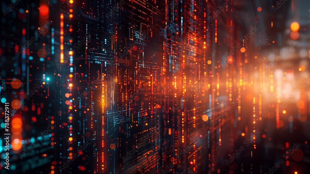 Abstract image of blue glowing digital binary code. Abstract image of blue glowing digital binary code.