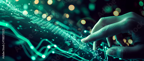 Hand of man touching with finger digital connection artificial inteligence concept. future technology concept