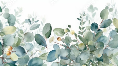 Modern nature eucalyptus watercolor background AI generated