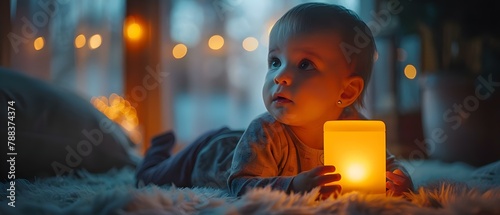 Enchanted Toddler with Nightlight in Safe Haven. Concept Enchanted Toddler, Nightlight, Safe Haven, Magical Moments, Portrait Photography