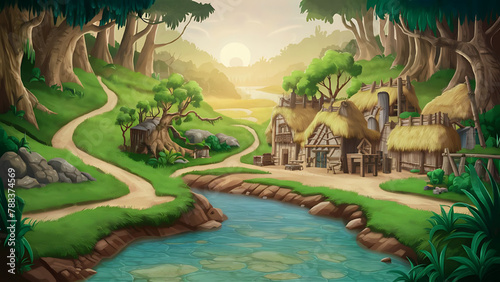 Cartoon background for story telling , animation , video games 