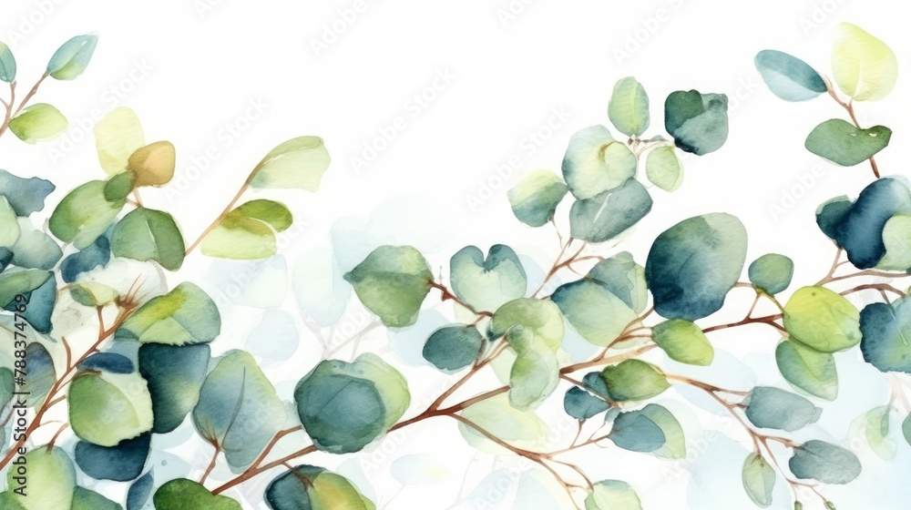 Refreshing eucalyptus watercolor illustration AI generated Refreshing eucalyptus watercolor illustration AI generated