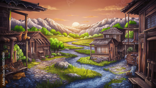 Cartoon background for story telling , animation , video games 