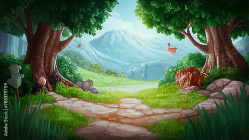 Cartoon background for story telling , animation , video games 