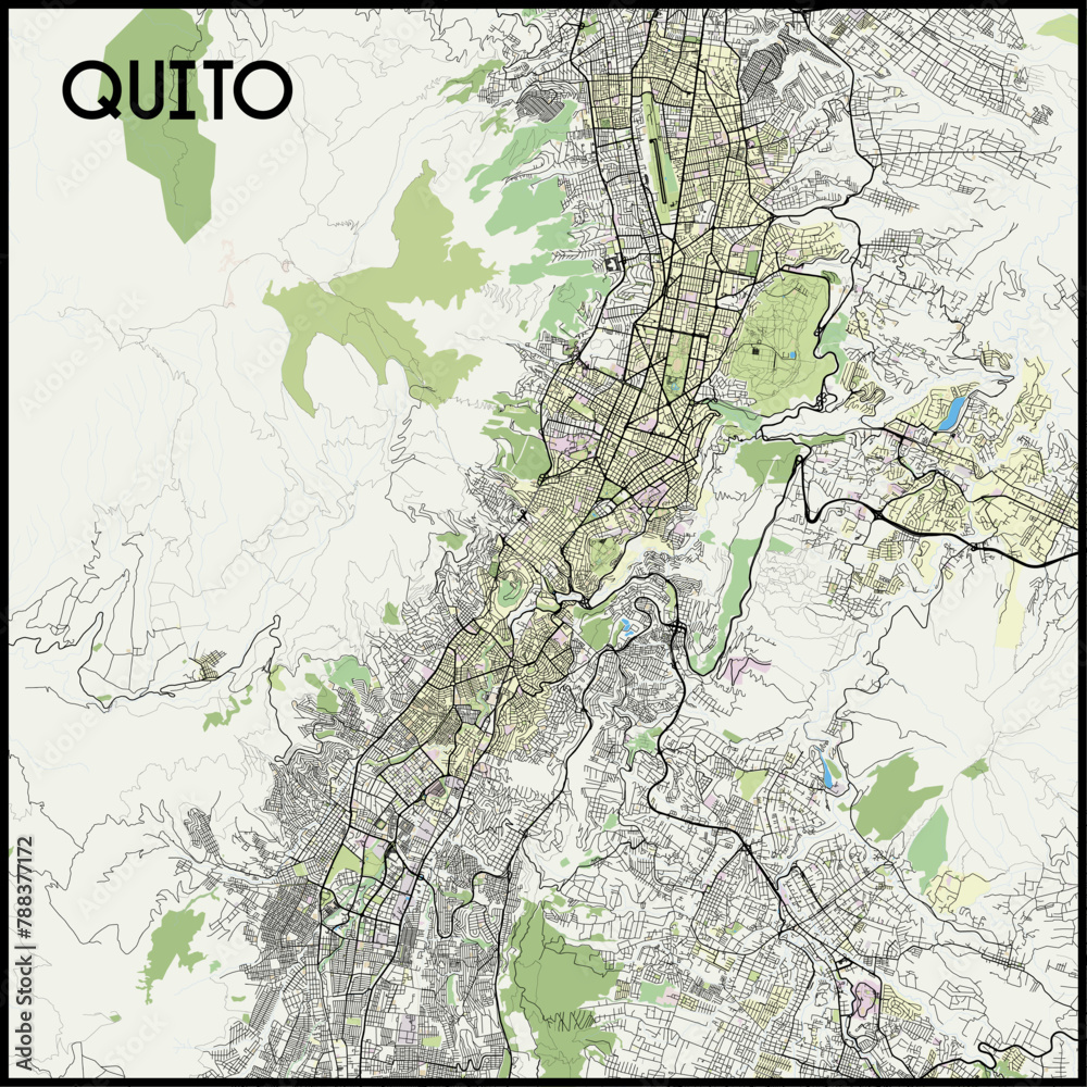 Quito Ecuador map poster art