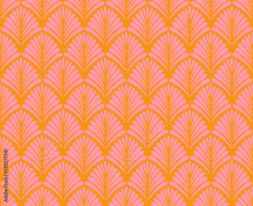Art Nouveau style floral motifs in a seamless repeat pattern. Elegant design for paper, textiles, home decor.