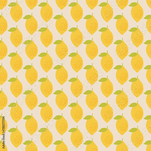 Retro 1950s seamless pattern design with lemons. Mid century modern style vector pattern for packaging, wrapping paper, fabric, textiles, home decor.