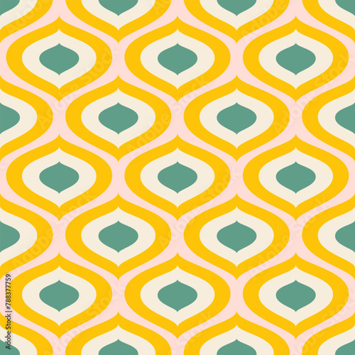Retro mid century pattern with ogee motifs. Seamless vector repeat design with ogee shapes.