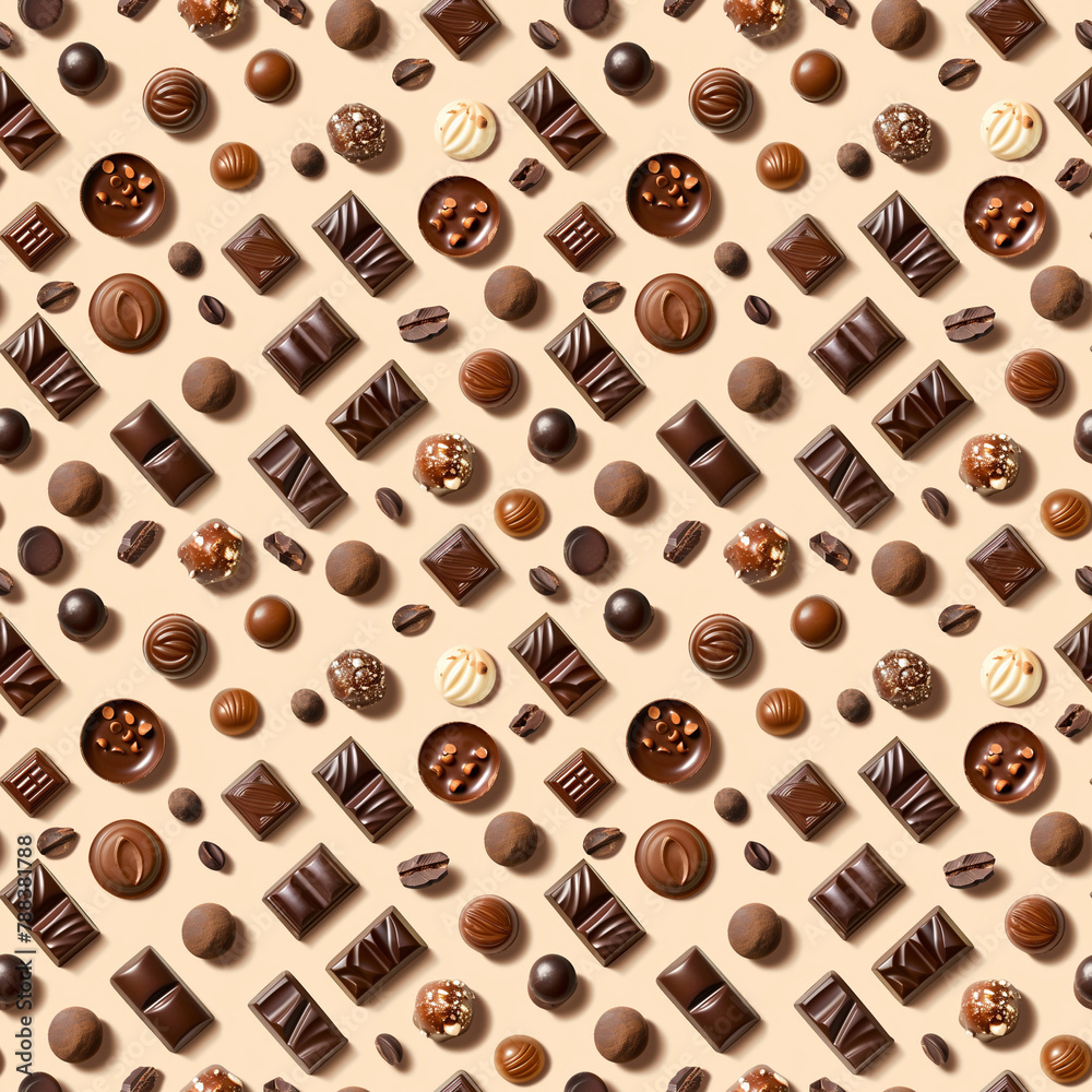Obraz premium seamless chocolate pattern background, tiled repeatable