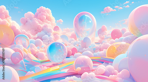 Bubble rainbow and cloud pastel wallpaper Impressive beauty and brightness © DrPhatPhaw