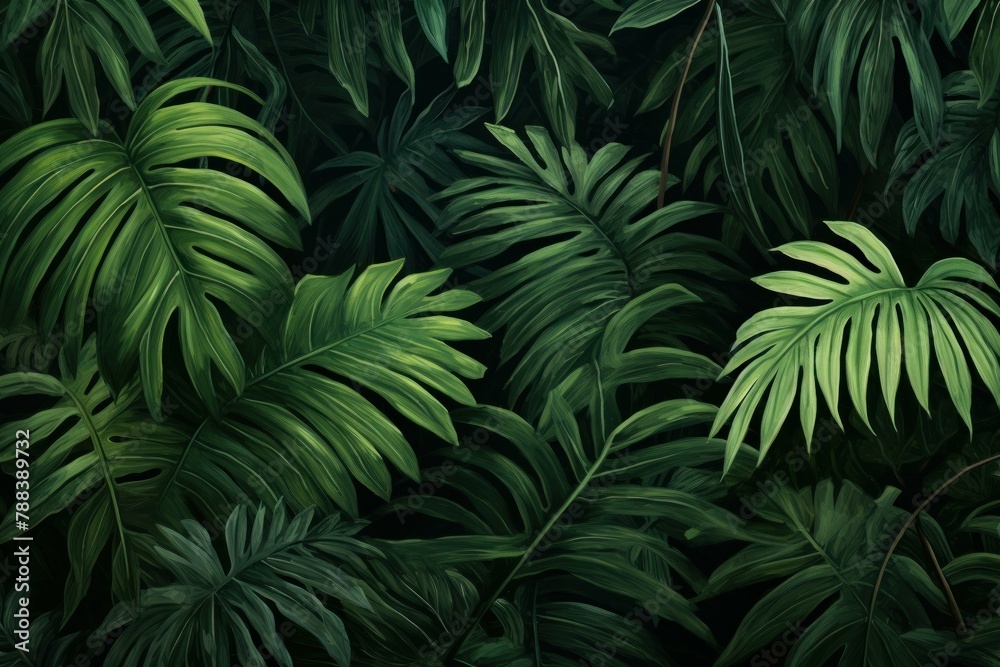 Towering Palm leaves tropical jungle. Exotic tree. Generate Ai Towering Palm leaves tropical jungle. Exotic tree. Generate Ai