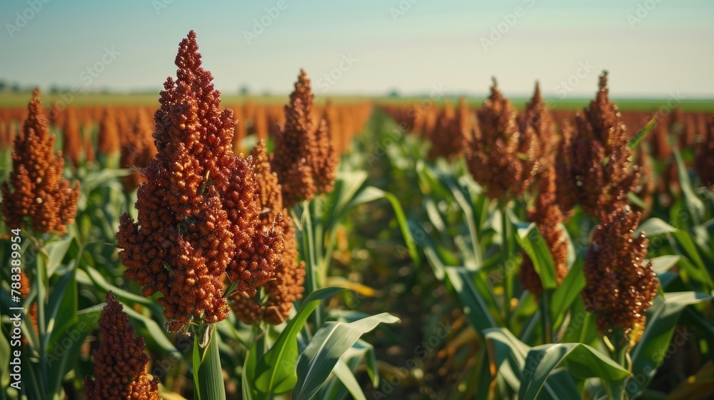 Obraz premium Harvest Time: Authentic Sorghum Crop in the Field