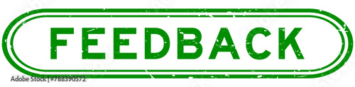 Grunge green feedback word rubber seal stamp on white background