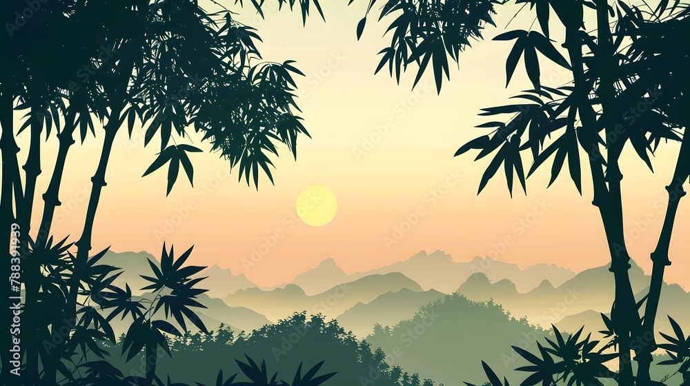 Naklejka premium Bamboo forest, illustration