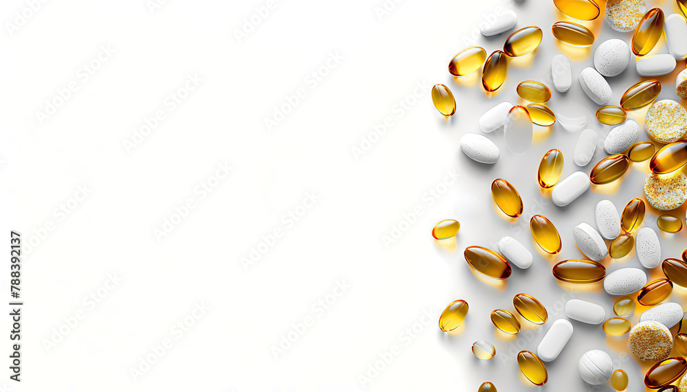 Vitamins in capsules are on the table, healthy lifestyle, top view. Vitamins in capsules are on the table, healthy lifestyle, top view.