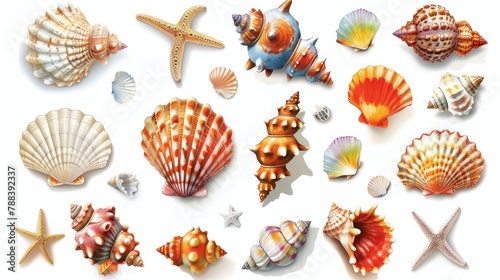 puffy pack of sea shells stickers for kids