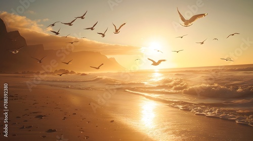 Seagulls on the beach © Jing