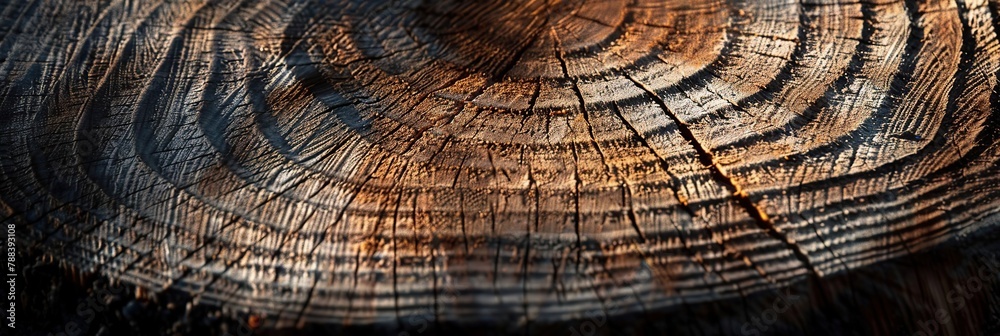 Fototapeta premium Abstract beautiful dark background texture of the cut of a sawn tree.
