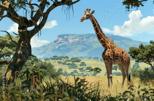  Graceful Giant  Giraffe Amidst Savannah Splendor 