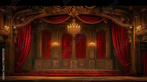 Grandeur of Yesteryears  Ornate Stage with Romantic Lighting