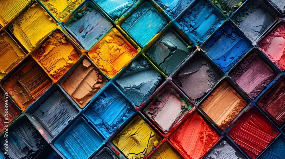 Picture of colored cubes arranged together in wooden blocks Picture of colored cubes arranged together in wooden blocks