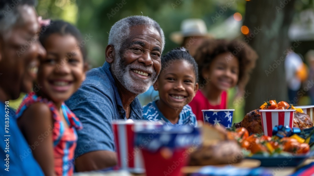 Fototapeta premium Memorial Day Family Picnic with American Decor