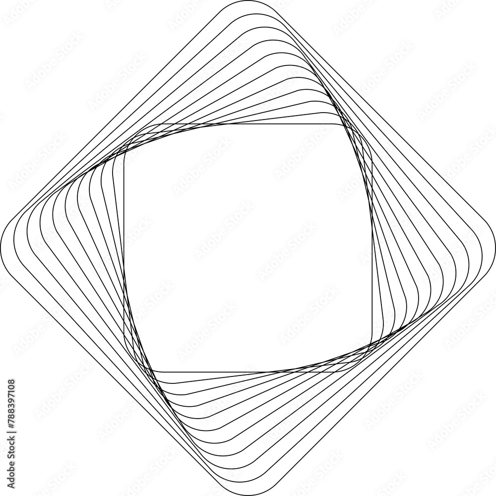Rounded square swirl icon. Geometric element